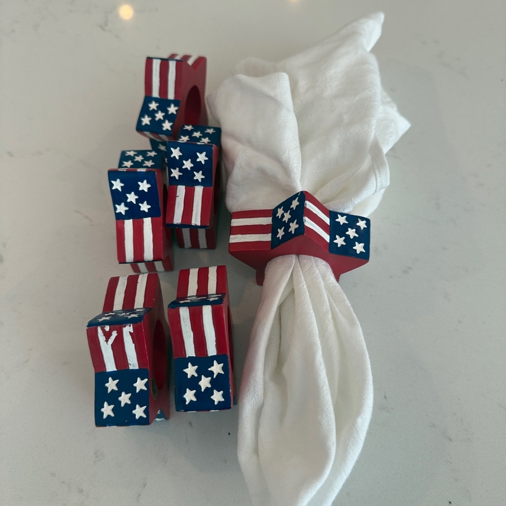 Patriotic Star USA America  6 Napkin Rings